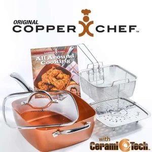Copper chef pan duboki nelepljivi tiganj 6 u 1